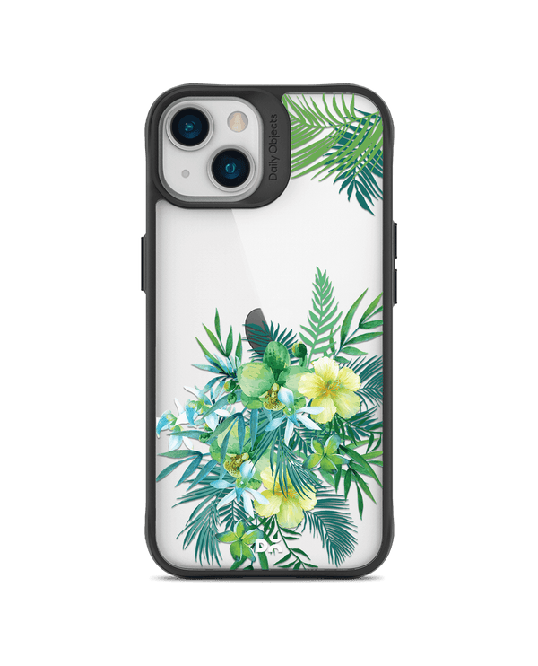 DailyObjects Clear Ferns & Flowers Black Hybrid Clear Case Cover For iPhone 13 Mini