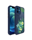 DailyObjects Clear Ferns & Flowers Blue Hybrid Clear Phone Case Cover For iPhone 12
