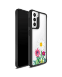 DailyObjects Clear Flowers And Daisy Black Hybrid Clear Case Cover For Samsung Galaxy S21 FE