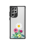 DailyObjects Clear Flowers And Daisy Black Hybrid Clear Case Cover For Samsung Galaxy S22 Ultra