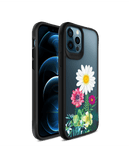 DailyObjects Clear Flowers And Daisy Black Hybrid Clear Case Cover For iPhone 12 Pro Max