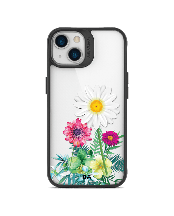 DailyObjects Clear Flowers And Daisy Black Hybrid Clear Case Cover For iPhone 13 Mini