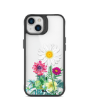 DailyObjects Clear Flowers And Daisy Black Hybrid Clear Case Cover For iPhone 13 Mini