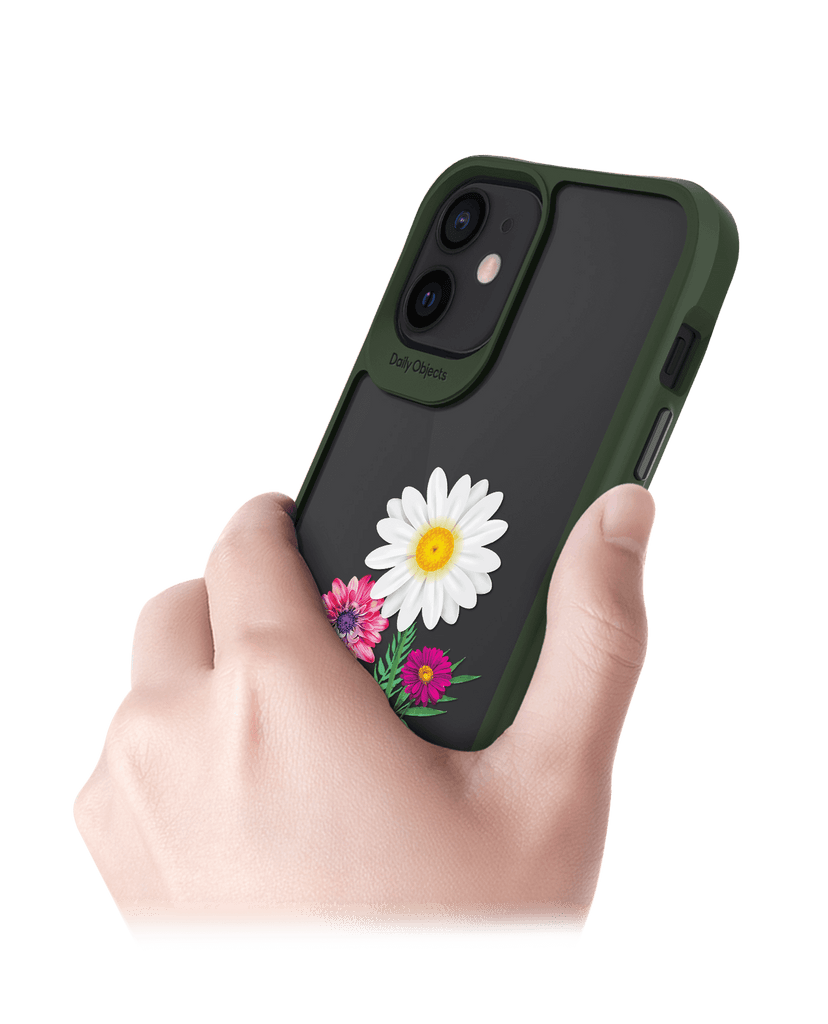 DailyObjects Clear Flowers And Daisy Green Hybrid Clear Case Cover For iPhone 12 Mini