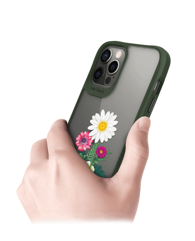 DailyObjects Clear Flowers And Daisy Green Hybrid Clear Case Cover For iPhone 12 Pro Max