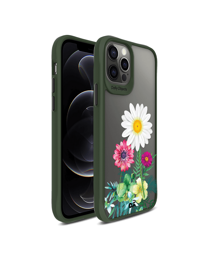 DailyObjects Clear Flowers And Daisy Green Hybrid Clear Case Cover For iPhone 12 Pro Max