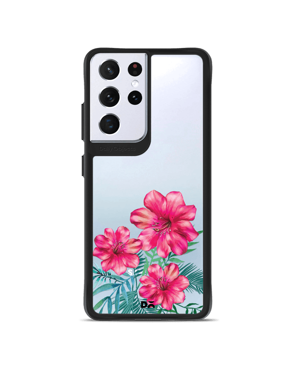 DailyObjects Clear Hibiscus Black Hybrid Clear Case Cover For Samsung Galaxy S21 Ultra