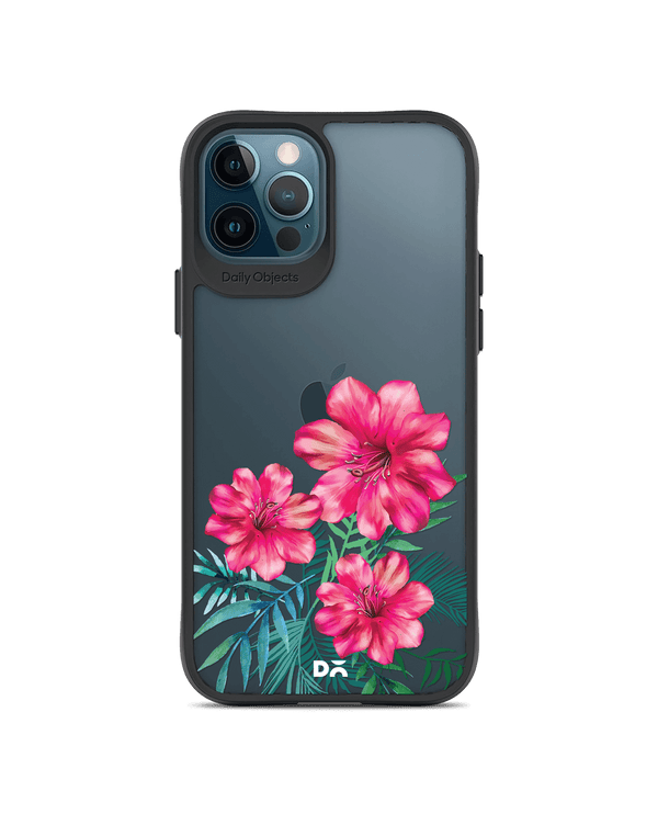 DailyObjects Clear Hibiscus Black Hybrid Clear Case Cover For iPhone 12 Pro Max