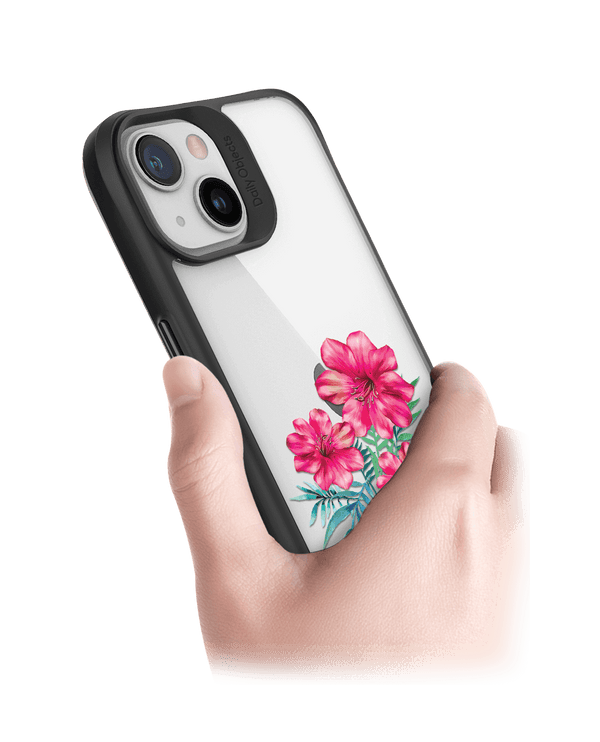 DailyObjects Clear Hibiscus Black Hybrid Clear Case Cover For iPhone 13 Mini