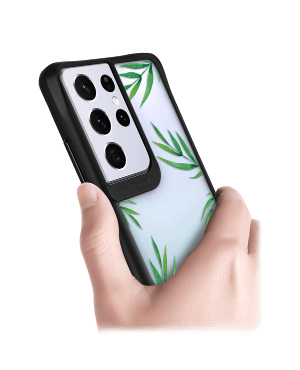 DailyObjects Clear Leaves Black Hybrid Clear Case Cover For Samsung Galaxy S21 Ultra