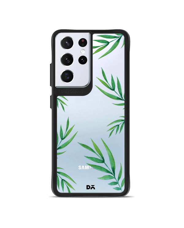 DailyObjects Clear Leaves Black Hybrid Clear Case Cover For Samsung Galaxy S21 Ultra