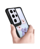 DailyObjects Clear Mauve & White Flowers Black Hybrid Clear Case Cover For Samsung Galaxy S21 Ultra