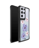 DailyObjects Clear Mauve & White Flowers Black Hybrid Clear Case Cover For Samsung Galaxy S21 Ultra
