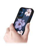DailyObjects Clear Mauve & White Flowers Black Hybrid Clear Case Cover For iPhone 12 Mini