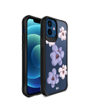 DailyObjects Clear Mauve & White Flowers Black Hybrid Clear Case Cover For iPhone 12 Mini