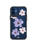 DailyObjects Clear Mauve & White Flowers Black Hybrid Clear Case Cover For iPhone 12 Mini