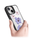 DailyObjects Clear Mauve & White Flowers Black Hybrid Clear Case Cover For iPhone 13 Mini