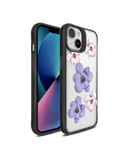 DailyObjects Clear Mauve & White Flowers Black Hybrid Clear Case Cover For iPhone 13 Mini