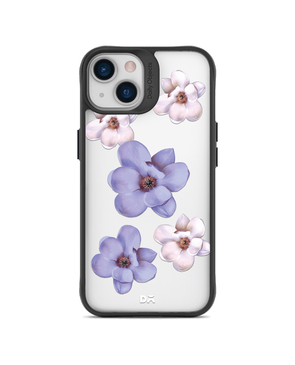 DailyObjects Clear Mauve & White Flowers Black Hybrid Clear Case Cover For iPhone 13 Mini