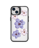 DailyObjects Clear Mauve & White Flowers Black Hybrid Clear Case Cover For iPhone 13 Mini