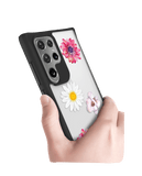 DailyObjects Clear Multicoloured Flowers Black Hybrid Clear Case Cover For Samsung Galaxy S22 Ultra