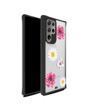DailyObjects Clear Multicoloured Flowers Black Hybrid Clear Case Cover For Samsung Galaxy S22 Ultra