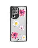 DailyObjects Clear Multicoloured Flowers Black Hybrid Clear Case Cover For Samsung Galaxy S22 Ultra