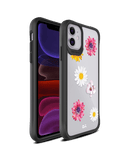 DailyObjects Clear Multicoloured Flowers Black Hybrid Clear Case Cover For iPhone 11