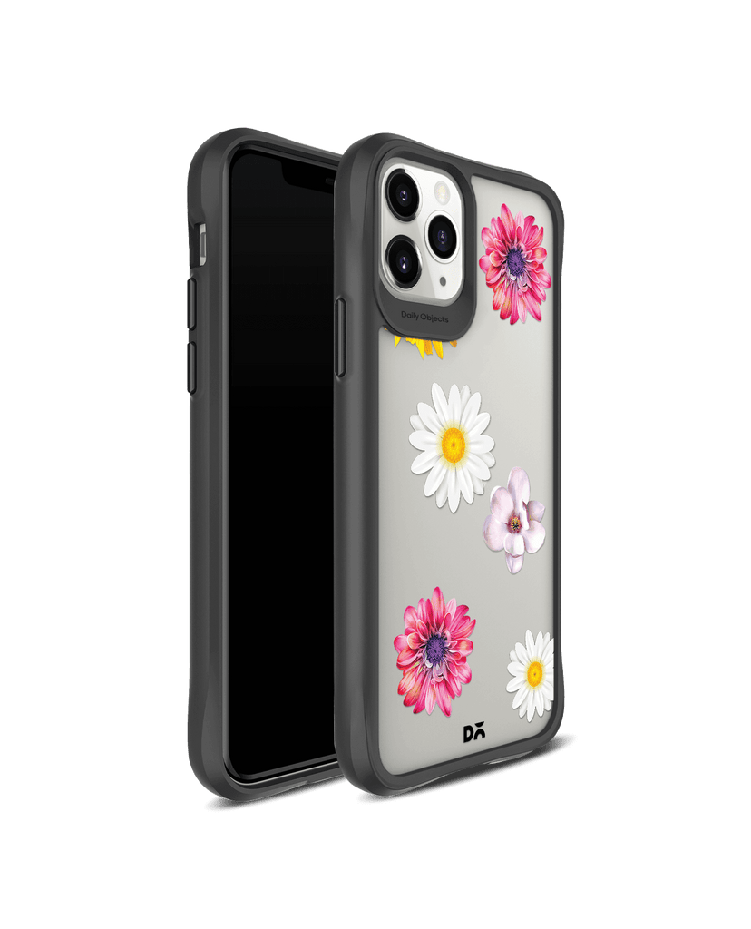 DailyObjects Clear Multicoloured Flowers Black Hybrid Clear Case Cover For iPhone 11 Pro Max