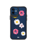 DailyObjects Clear Multicoloured Flowers Black Hybrid Clear Case Cover For iPhone 12 Mini
