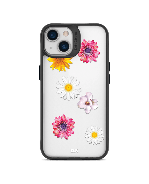 DailyObjects Clear Multicoloured Flowers Black Hybrid Clear Case Cover For iPhone 13 Mini