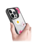 DailyObjects Clear Multicoloured Flowers Black Hybrid Clear Case Cover For iPhone 13 Pro Max