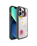 DailyObjects Clear Multicoloured Flowers Black Hybrid Clear Case Cover For iPhone 13 Pro Max
