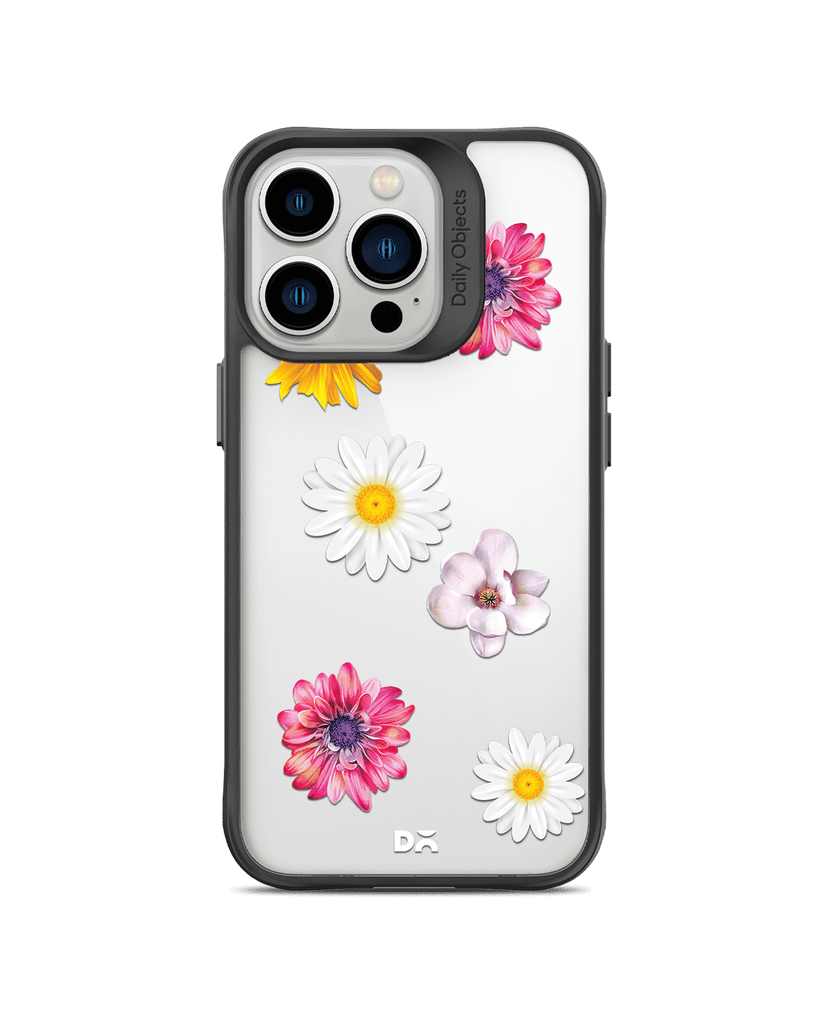 DailyObjects Clear Multicoloured Flowers Black Hybrid Clear Case Cover For iPhone 13 Pro Max