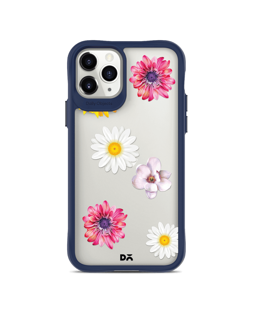 DailyObjects Clear Multicoloured Flowers Blue Hybrid Clear Case Cover For iPhone 11 Pro