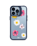DailyObjects Clear Multicoloured Flowers Blue Hybrid Clear Case Cover For iPhone 13 Pro