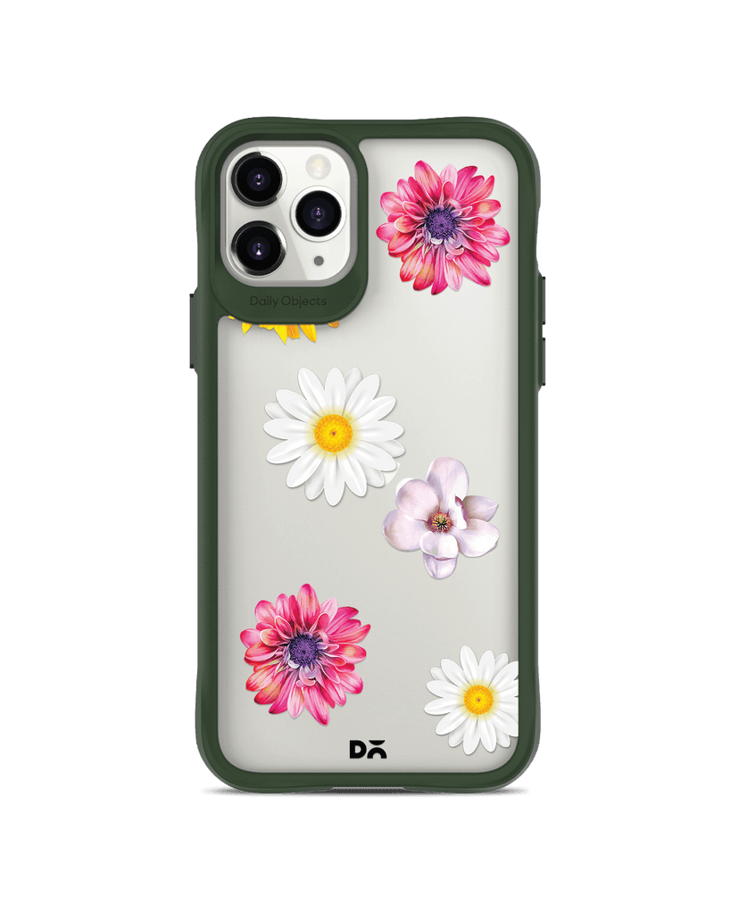 DailyObjects Clear Multicoloured Flowers Green Hybrid Clear Case Cover For iPhone 11 Pro Max