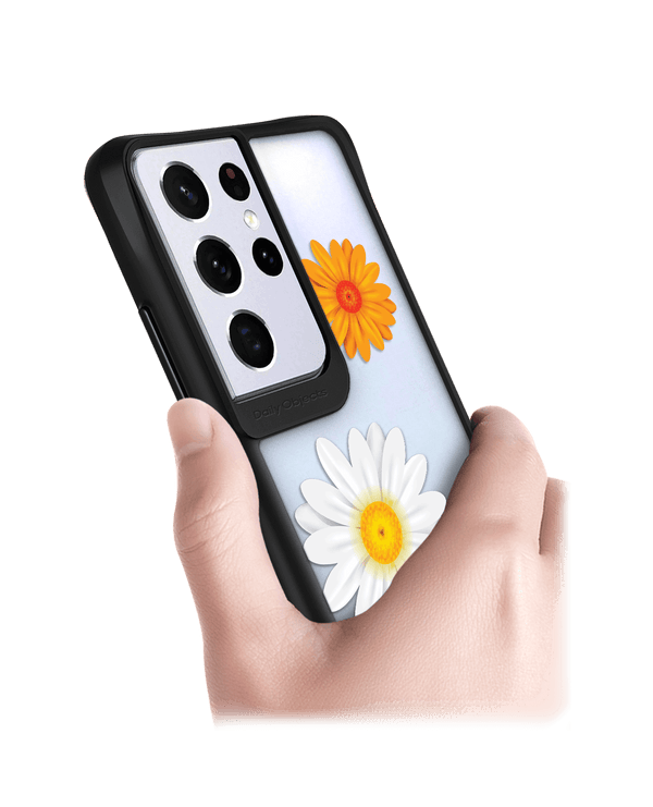 DailyObjects Clear Painted Flowers Black Hybrid Clear Case Cover For Samsung Galaxy S21 Ultra