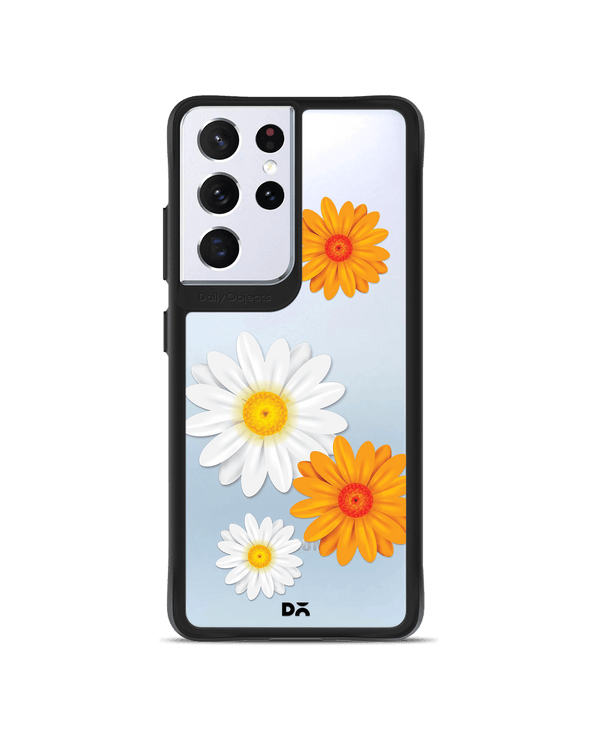 DailyObjects Clear Painted Flowers Black Hybrid Clear Case Cover For Samsung Galaxy S21 Ultra