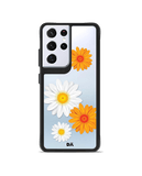 DailyObjects Clear Painted Flowers Black Hybrid Clear Case Cover For Samsung Galaxy S21 Ultra