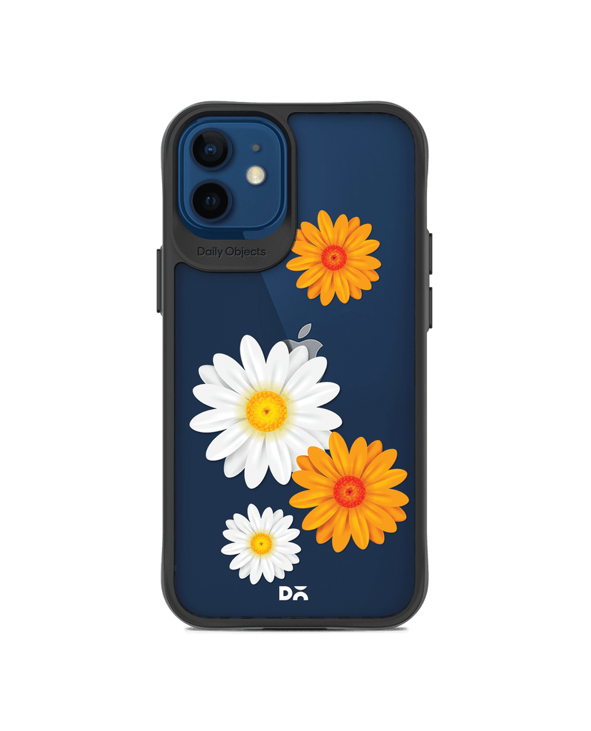 DailyObjects Clear Painted Flowers Black Hybrid Clear Case Cover For iPhone 12 Mini
