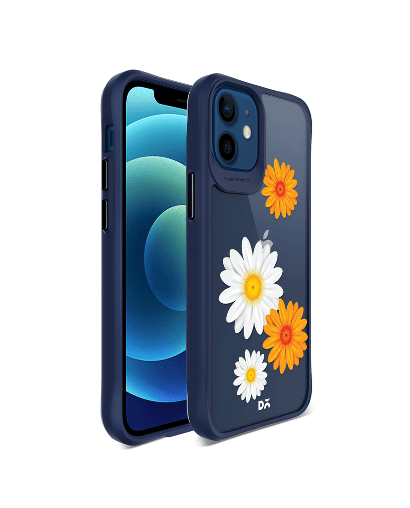 DailyObjects Clear Painted Flowers Blue Hybrid Clear Case Cover For iPhone 12