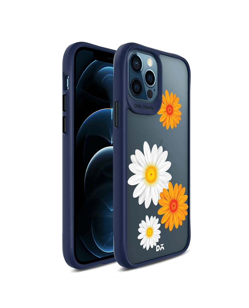 DailyObjects Clear Painted Flowers Blue Hybrid Clear Case Cover For iPhone 12 Pro