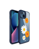 DailyObjects Clear Painted Flowers Blue Hybrid Clear Case Cover For iPhone 13 Mini