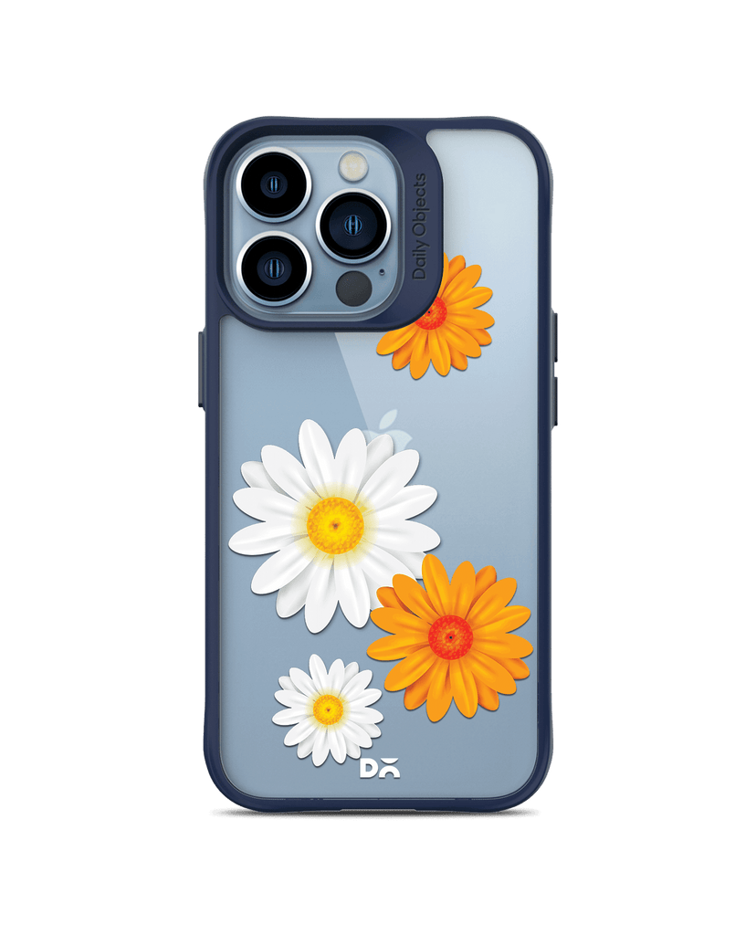 DailyObjects Clear Painted Flowers Blue Hybrid Clear Case Cover For iPhone 13 Pro Max