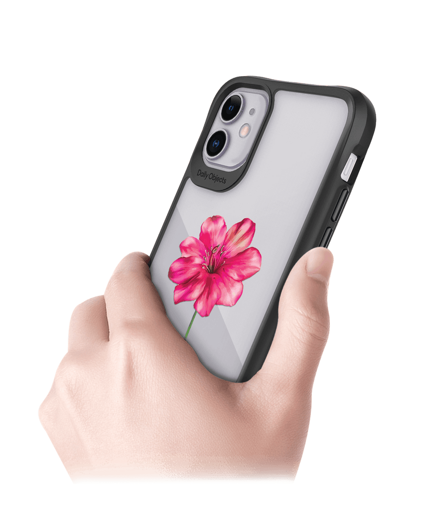 DailyObjects Clear Painted Hibiscus Black Hybrid Clear Case Cover For iPhone 11