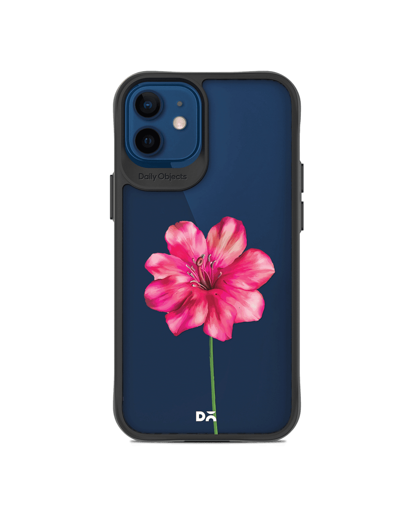 DailyObjects Clear Painted Hibiscus Black Hybrid Clear Case Cover For iPhone 12