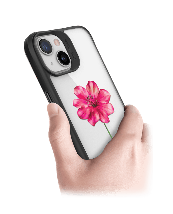 DailyObjects Clear Painted Hibiscus Black Hybrid Clear Case Cover For iPhone 13 Mini