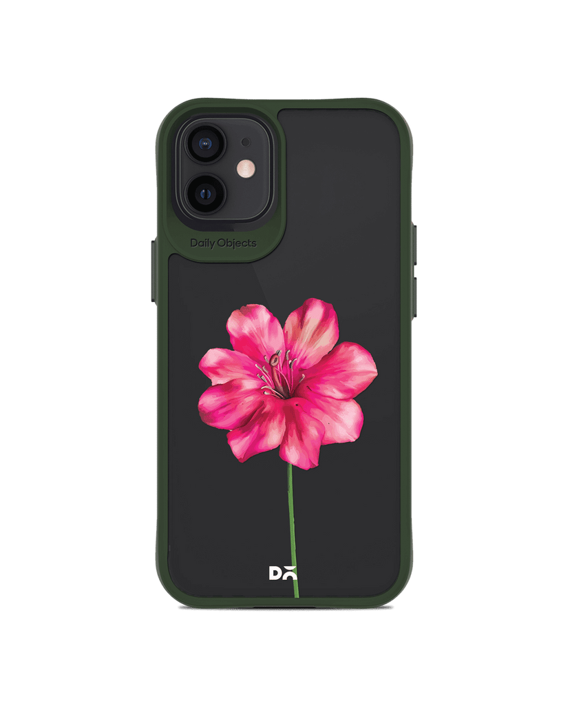 DailyObjects Clear Painted Hibiscus Green Hybrid Clear Case Cover For iPhone 12 Mini