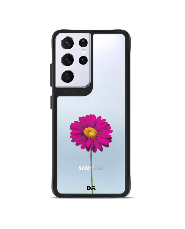 DailyObjects Clear Painted Purple Flower Black Hybrid Clear Case Cover For Samsung Galaxy S21 Ultra